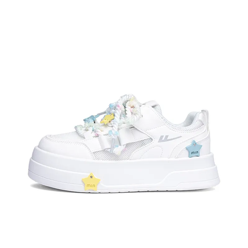 Warrior Аbrasion Resistant Дышащий Низкий Топ Скейтборд Кроссовки Женские Белые