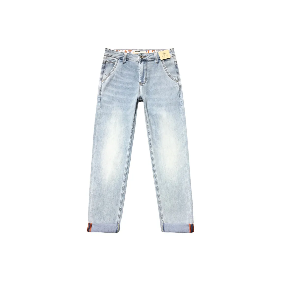 GUSHILANG Джинсы Мужские Светло-Синие