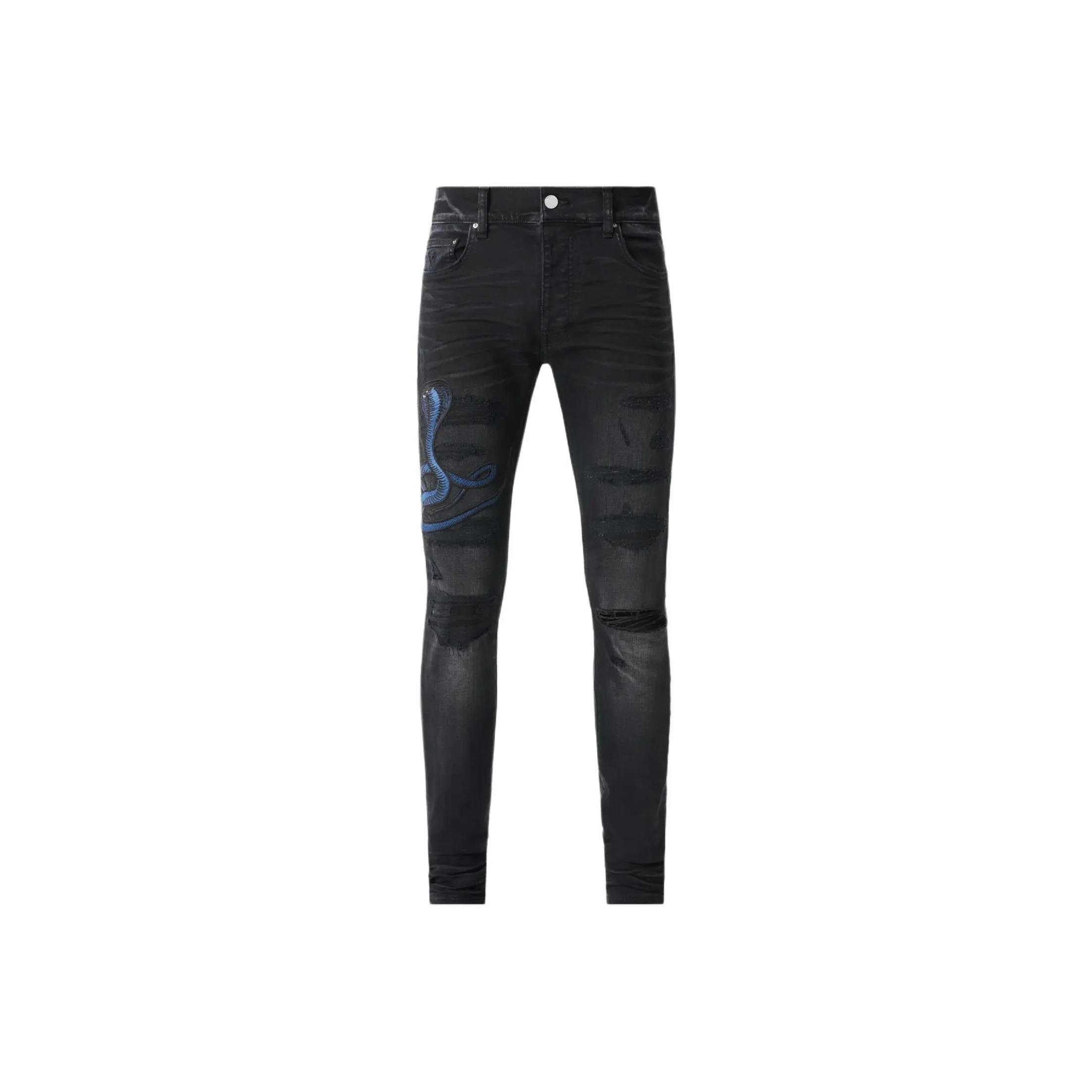 AMIRI Blue Poison Archival Distressed Skinny Jeans