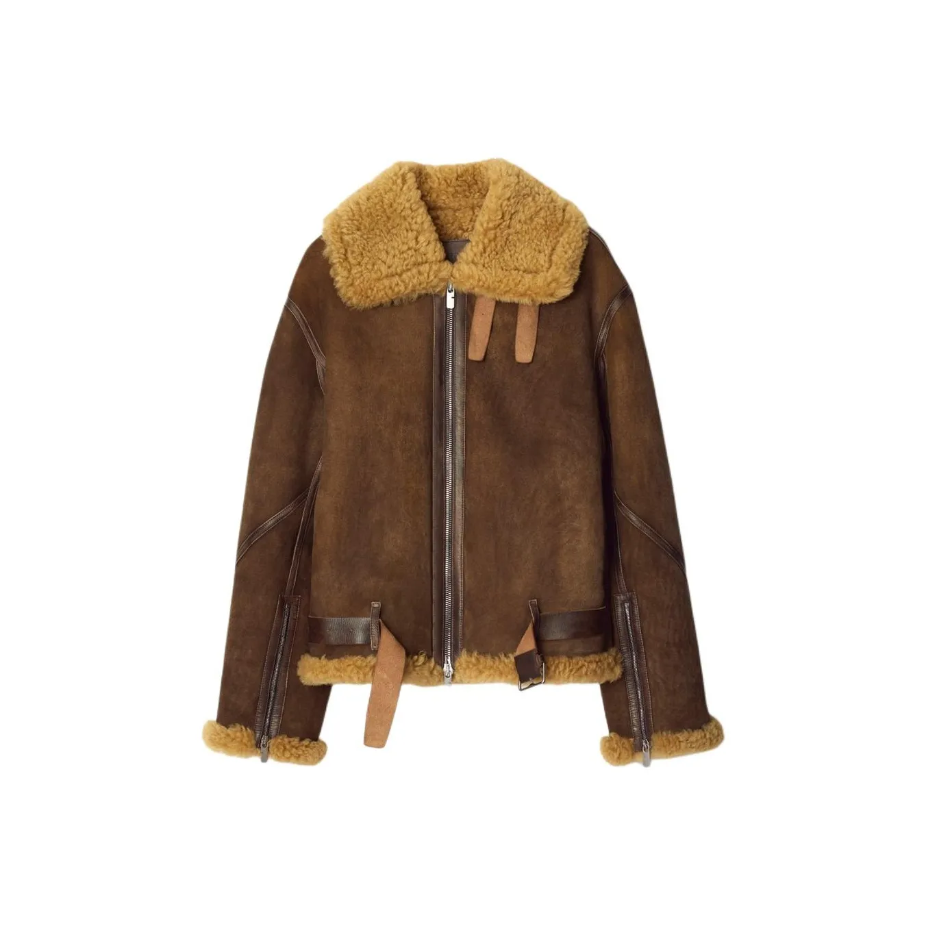 Burberry Shearling trim Leather Jacket