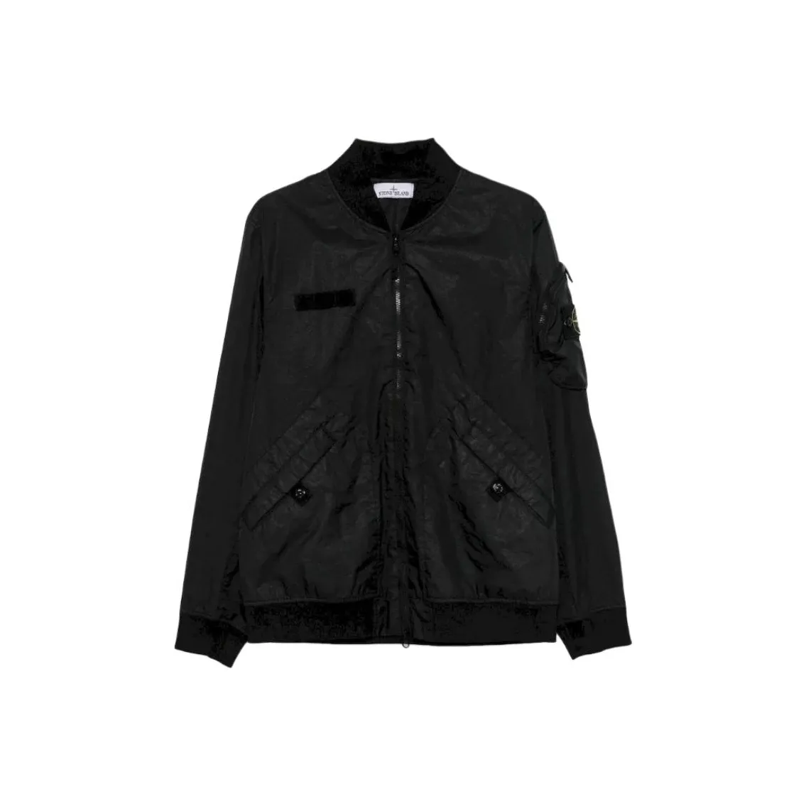 STONE ISLAND Logo Patch Zip Up Bomber Jacket