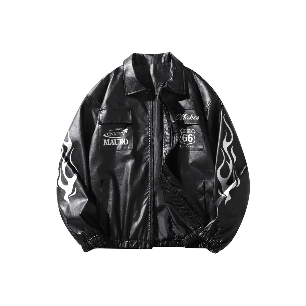 Qnxeey Leather Jackets Unisex