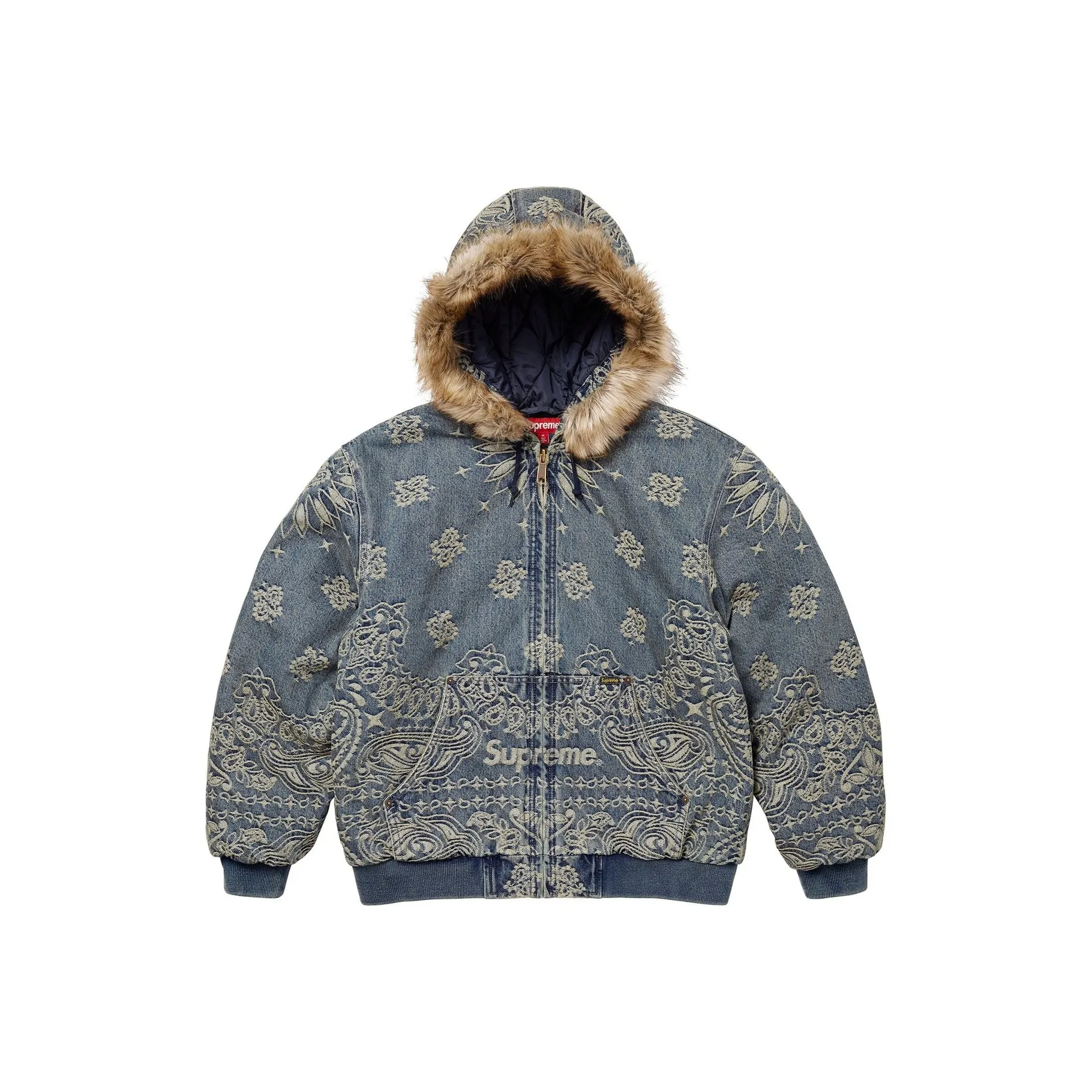 Supreme Bandana Jacquard Denim Hooded Work Jacket