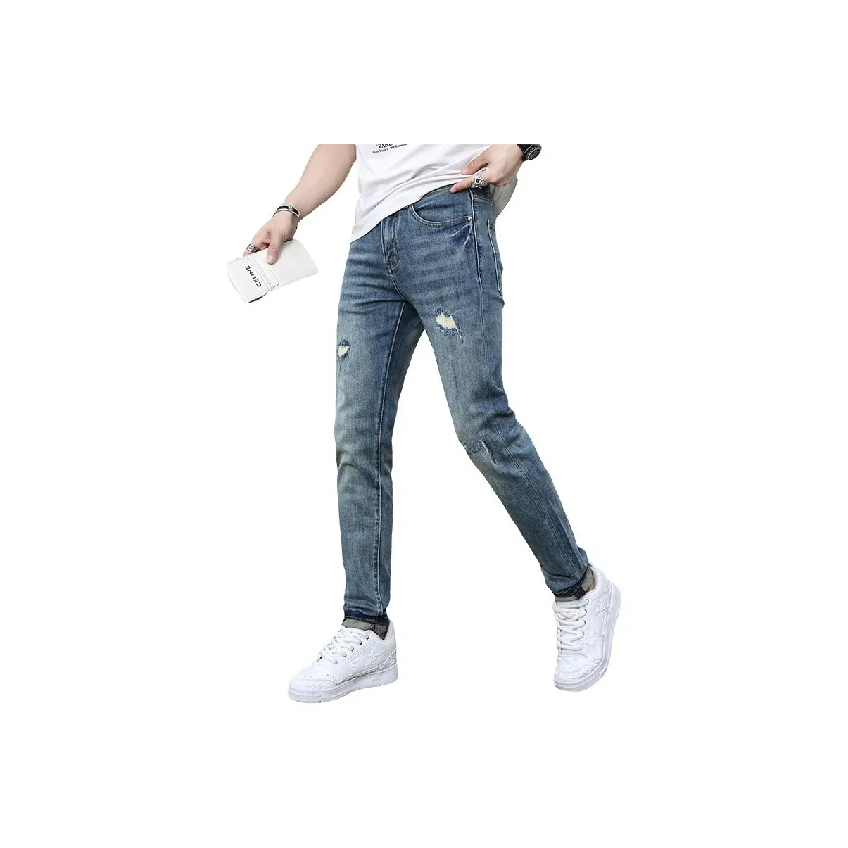 UOOHE Темно-синие унисекс джинсы