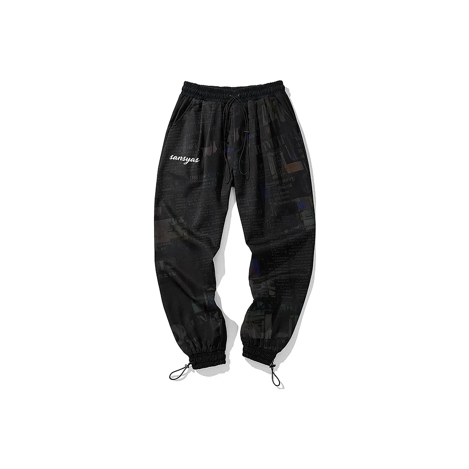 SANSYAS Свободный крой Эластичный манжет Повседневные штаны Унисекс Черный