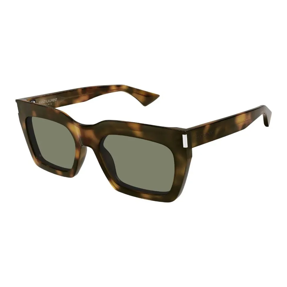 SAINT LAURENT Recycled Acetate Rectangular Sunglasses Unisex Brown