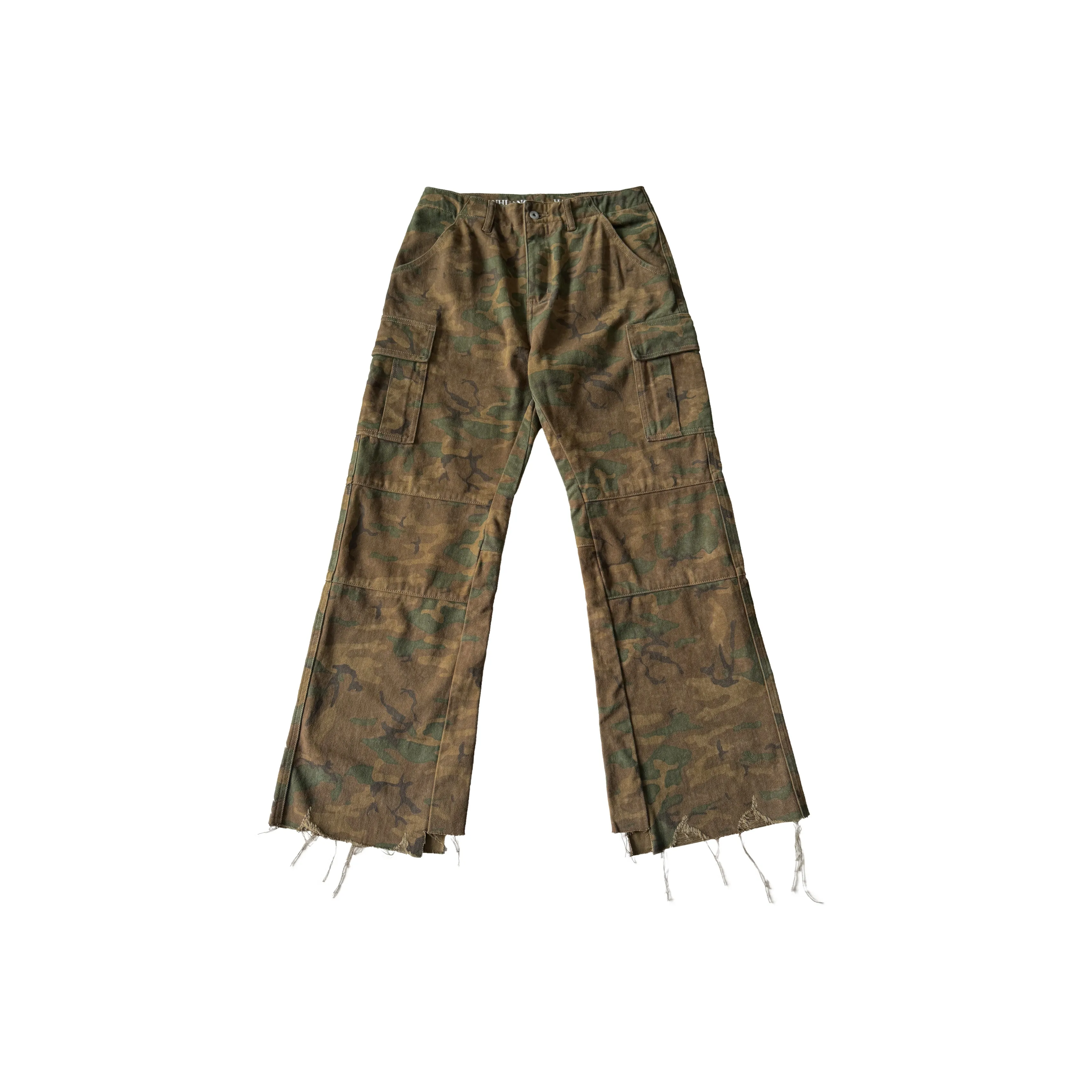 Haonanhuang Желтые, зеленые Камуфляжные унисекс брюки с карманами