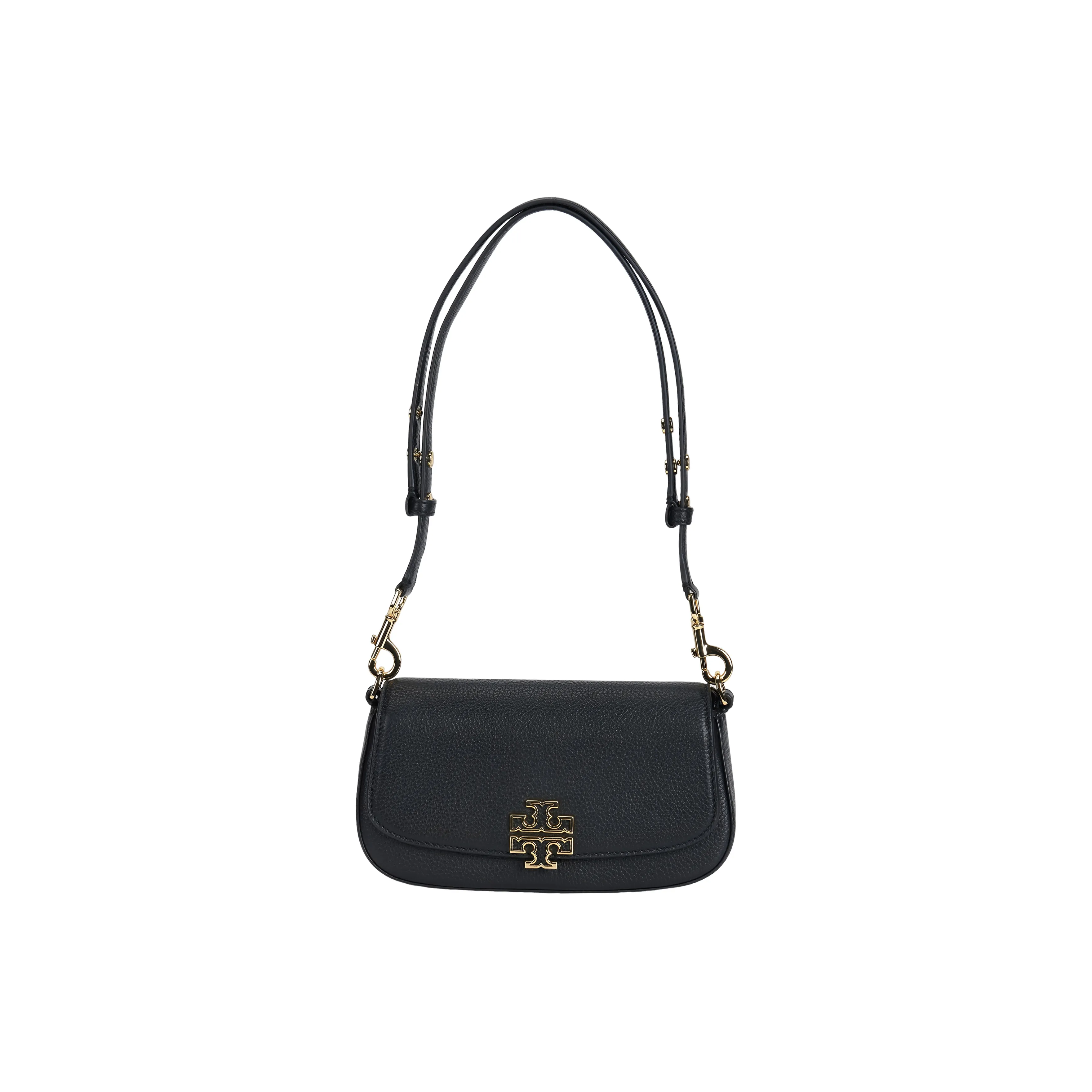 TORY BURCH Britten Cow Leather Shoulder Bag, Handbag, Crossbody Bag Small Size Women's Black/Black Gold