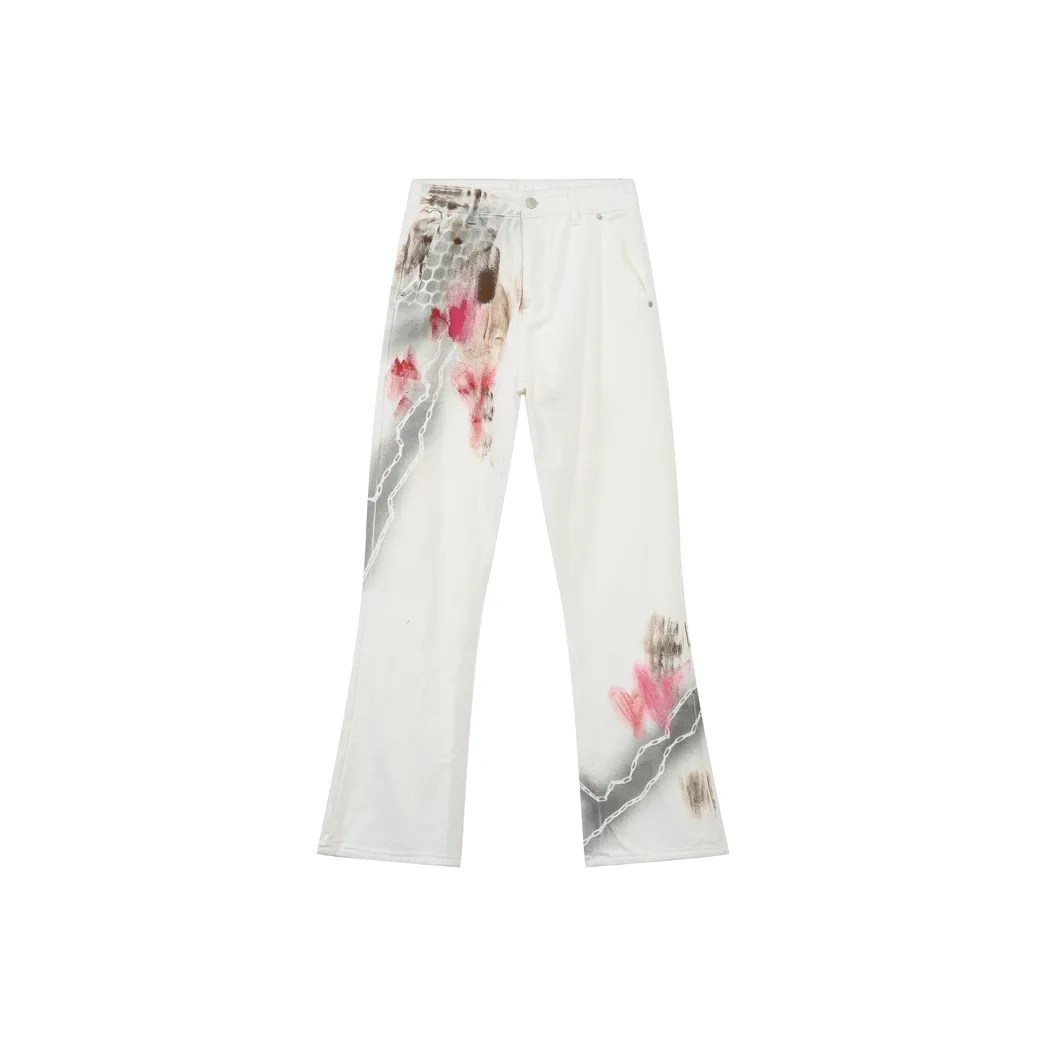Voguo Relay Джинсы Унисекс Разрисованный Белый