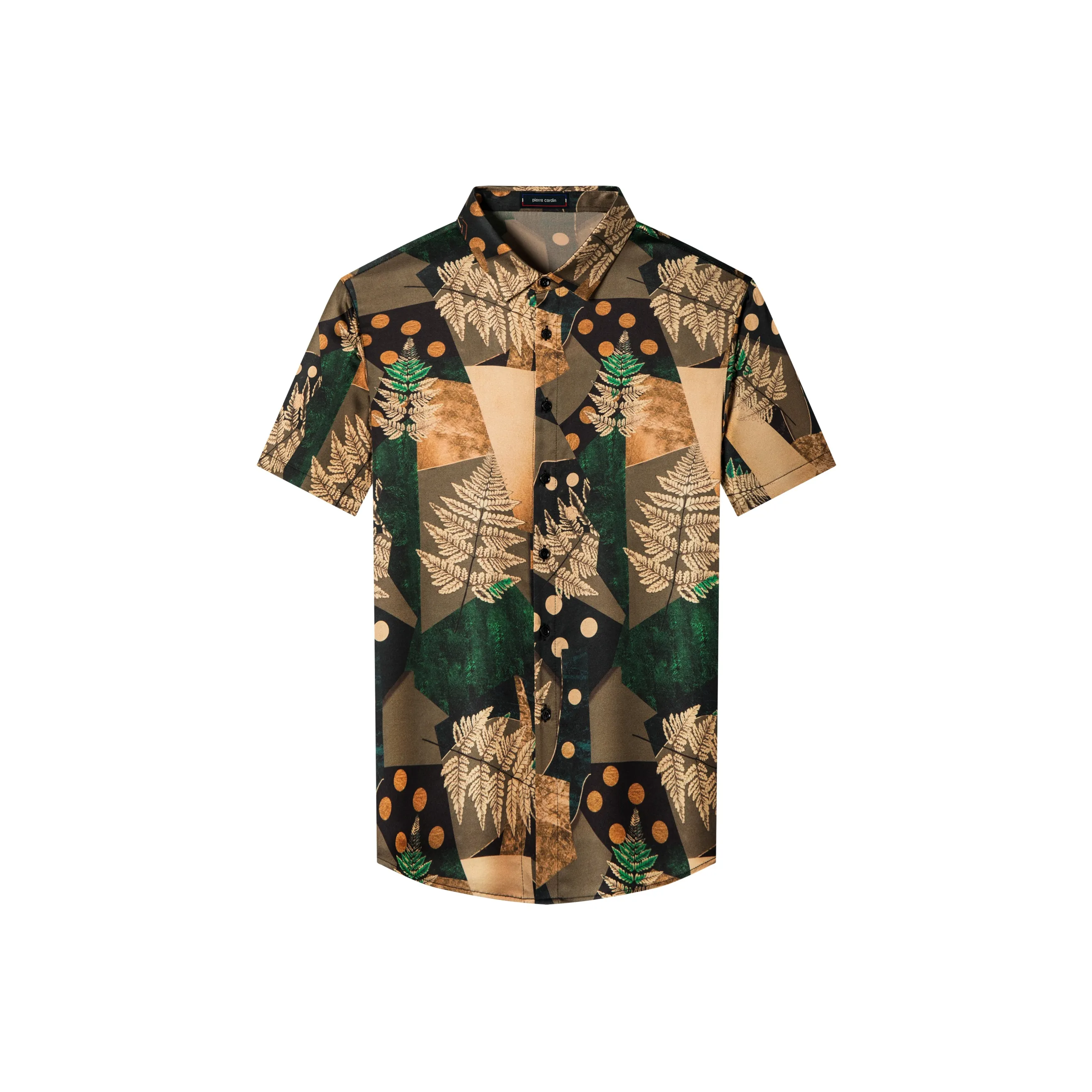 PIERRE CARDIN Shirt Men's Green Gold Illusion Dress