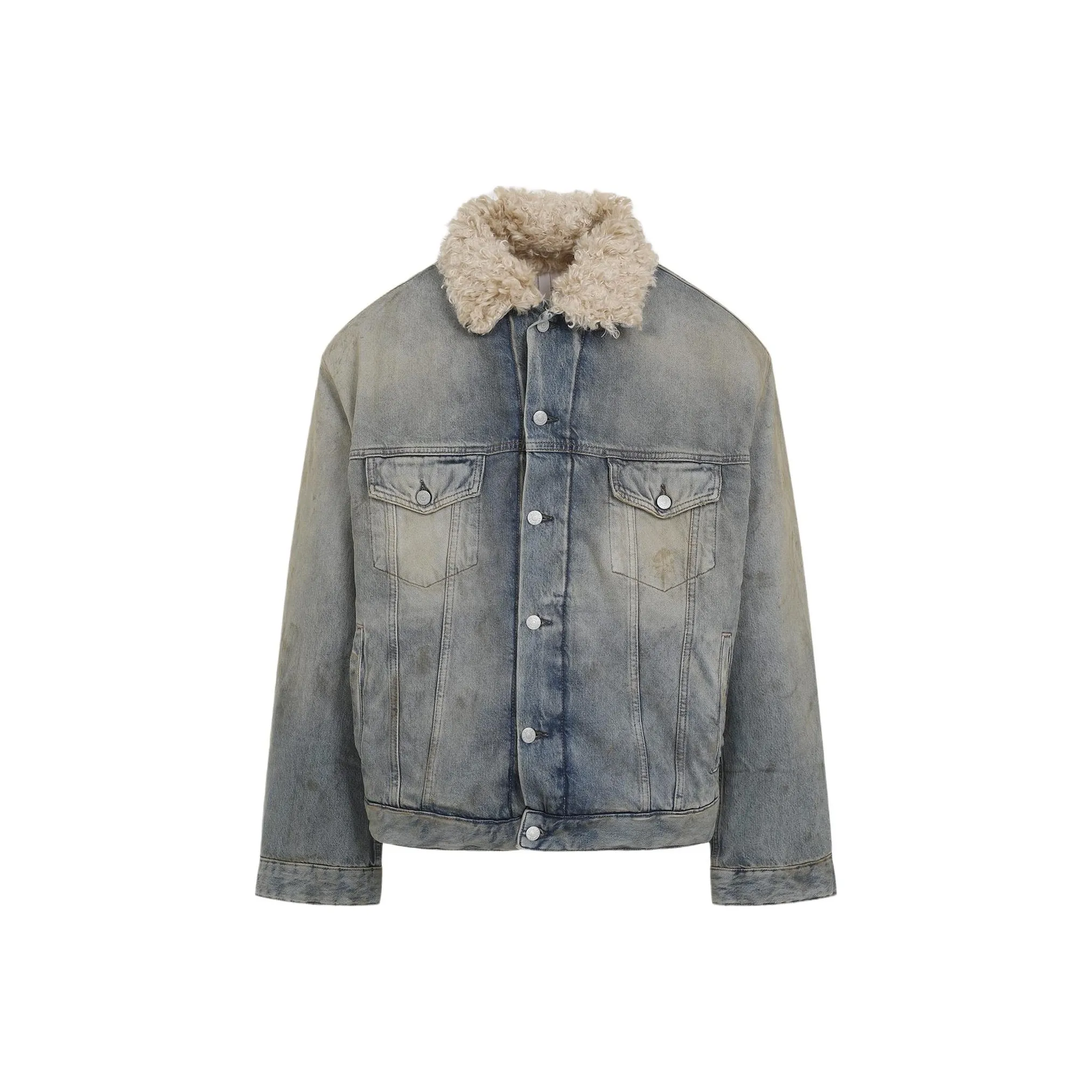 Acne Studios Long Sleeved Distressed Denim Jacket