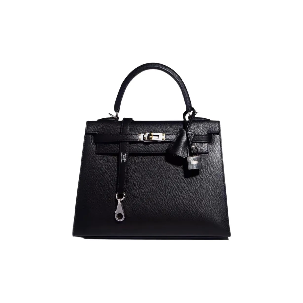 HERMES Kelly Epsom Leather Kelly Bag, One Shoulder Handbag Women's 89 Noir Black