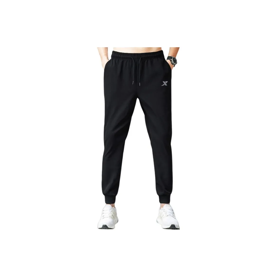 XTEP Вязаные тренировочные брюки мужские черные