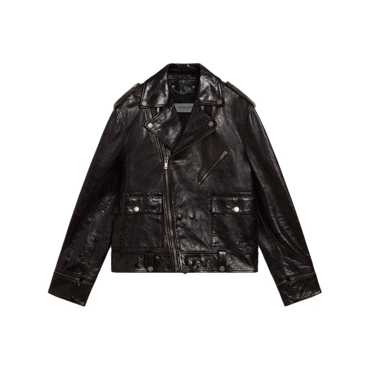 Golden Goose Off Center Zipped Leather Jacket