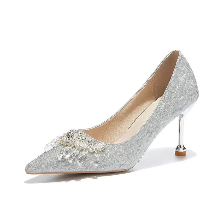 TAOLEI Высокие каблуки Женские Серебряные