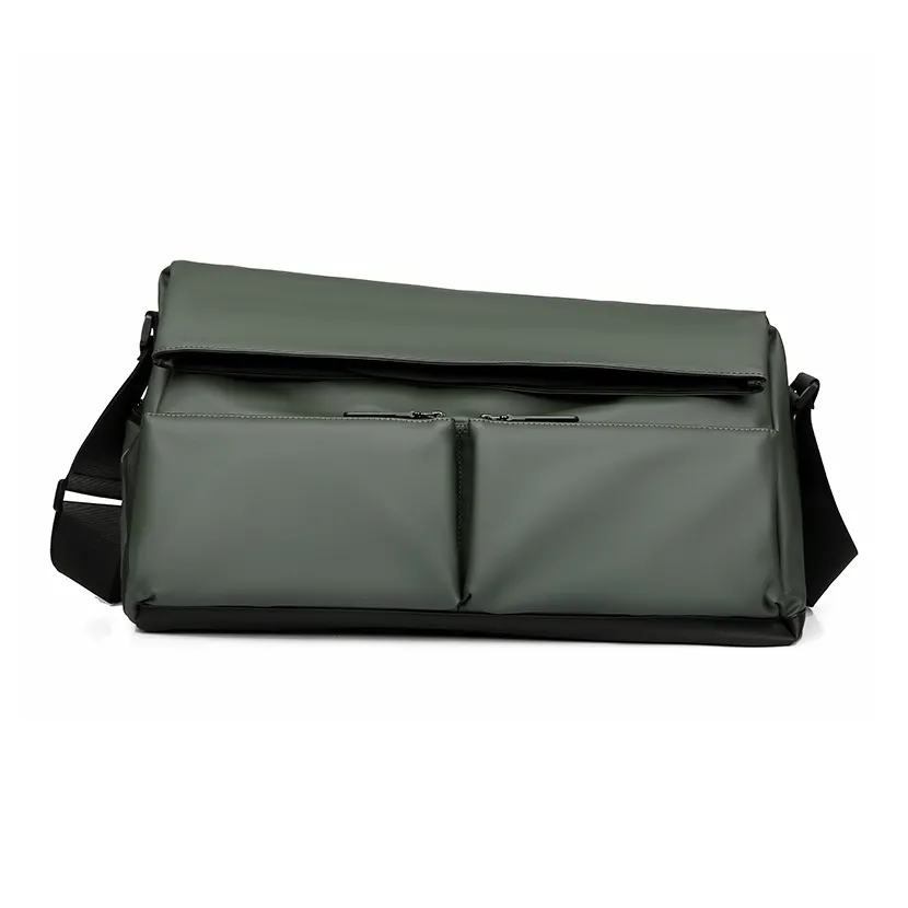 Dusen Kangaroo ПУ (полиуретан) Сумка через плечо Мужская Оливково-зеленая Черная