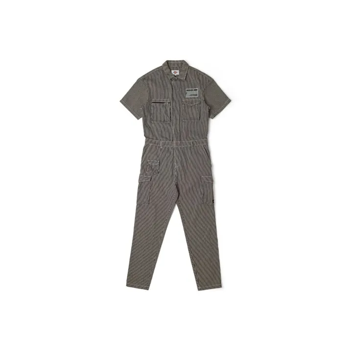 Dickies Men Striped Short Sleeve Jumpsuit Black