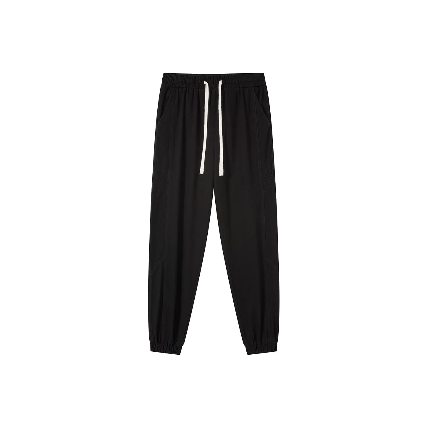 JEANSWEST Thin Solid Color High Rise 100% Cotton Ankle Length Pants 100 Styles Cuffed Pants Summer Men's Black