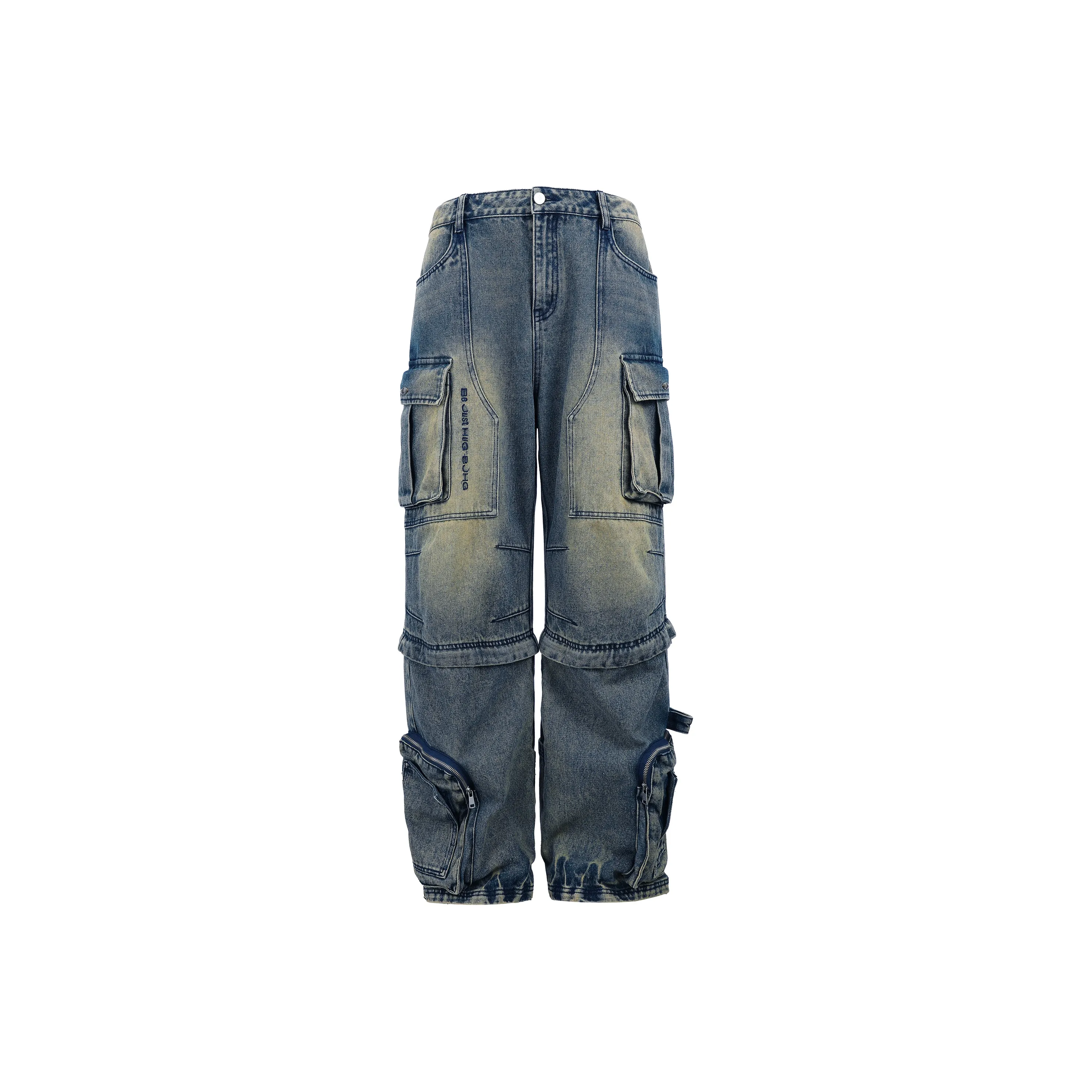 BJHG Cargo Pants Unisex Washed Blue