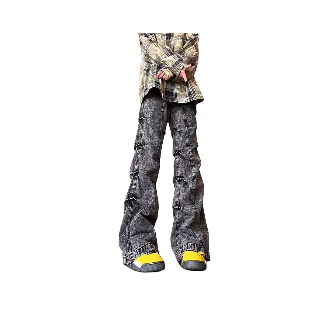 UPXIW Jeans Unisex Black Gray Color