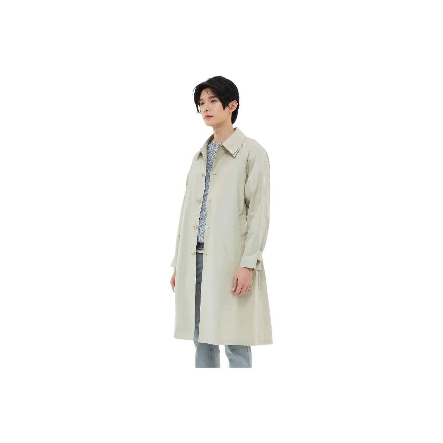 ZIOZIA Trench Coat Men's Ivory White
