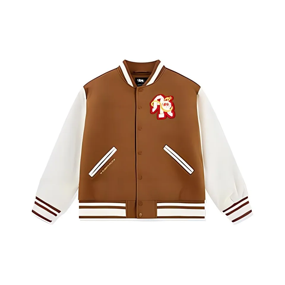 QIAODAN Sports Life Collection Baseball Jacket Men's Sudan Brown/Cream White