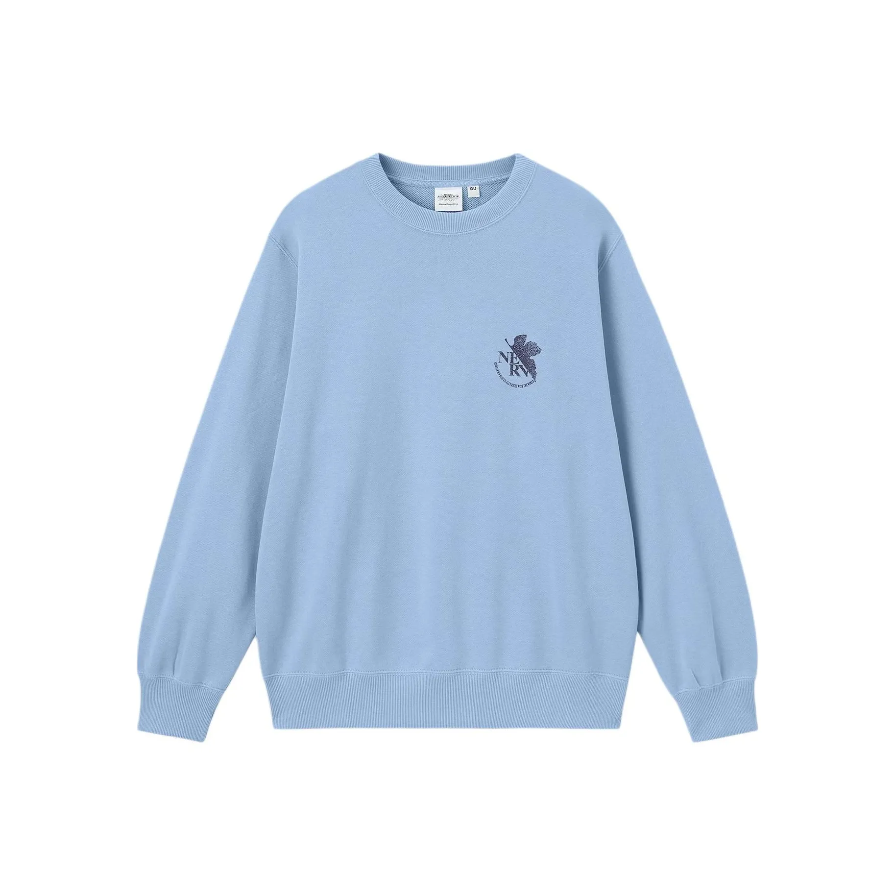 GU x XINSHIJIFUYINZHANSHI LIANMINGKUAN EVA Collaboration SS25 Свитшот Мужской Светло-Синий