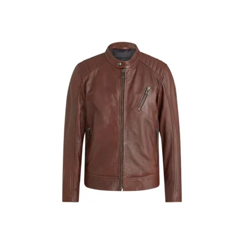 Belstaff Темно-кофейные Мужские Кожаные Куртки