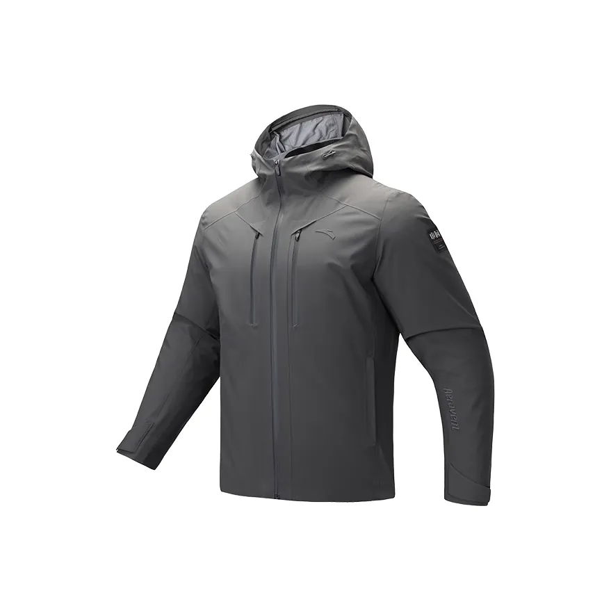 Anta Variety Training Collection Windproof And Waterproof Windbreaker Jacket Men's Smoke Black Gray