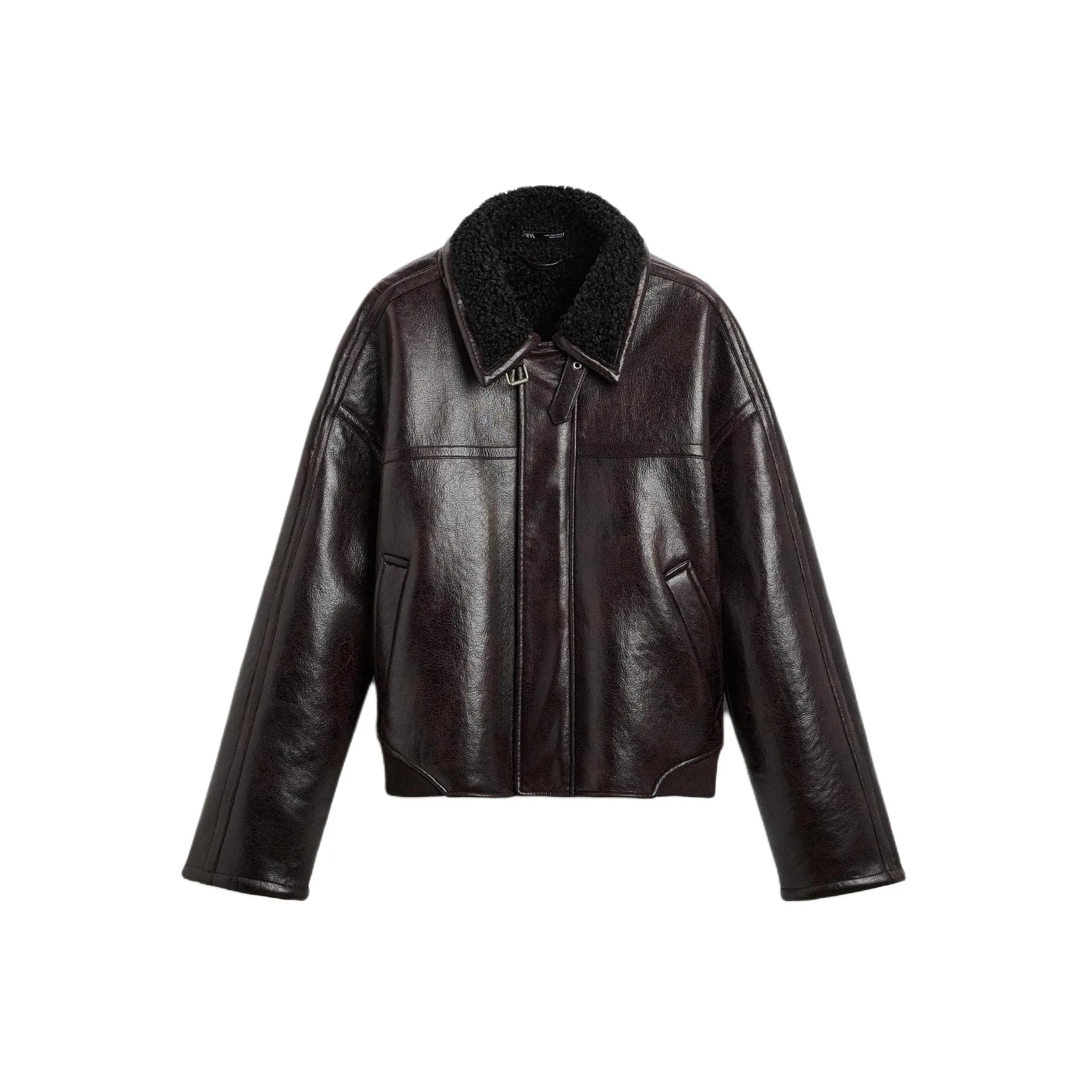 ZARA Leather Jacket Men's Burgundy