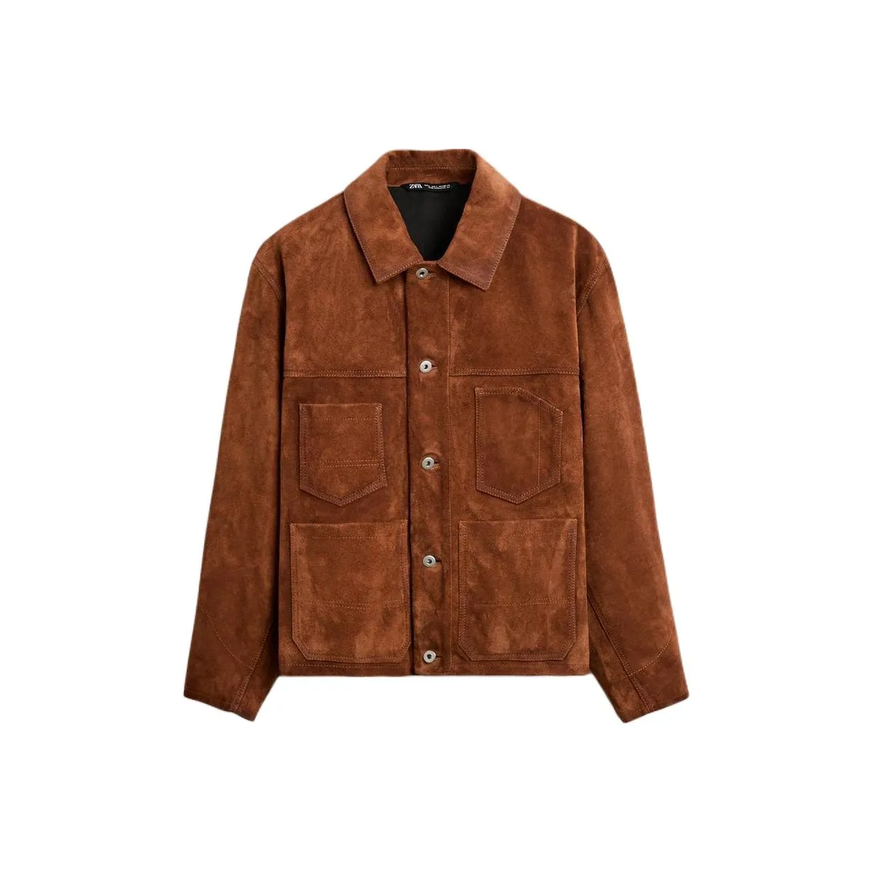 ZARA Leather Jacket Men's Brick Red