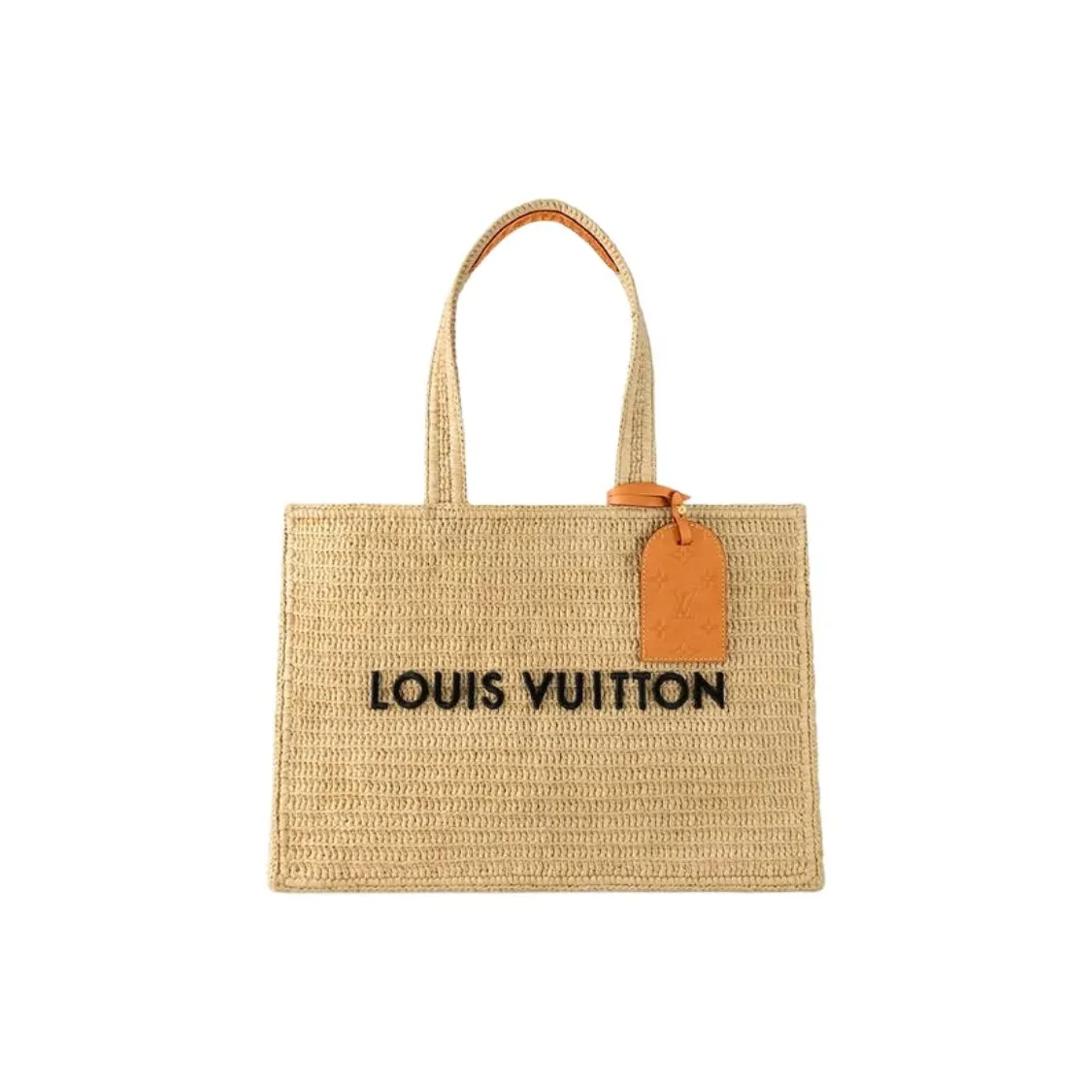 LOUIS VUITTON SHOPPER Raffia Tote Bag, Shopping Bag, Shoulder Bag Medium Size Men's Natural Brown