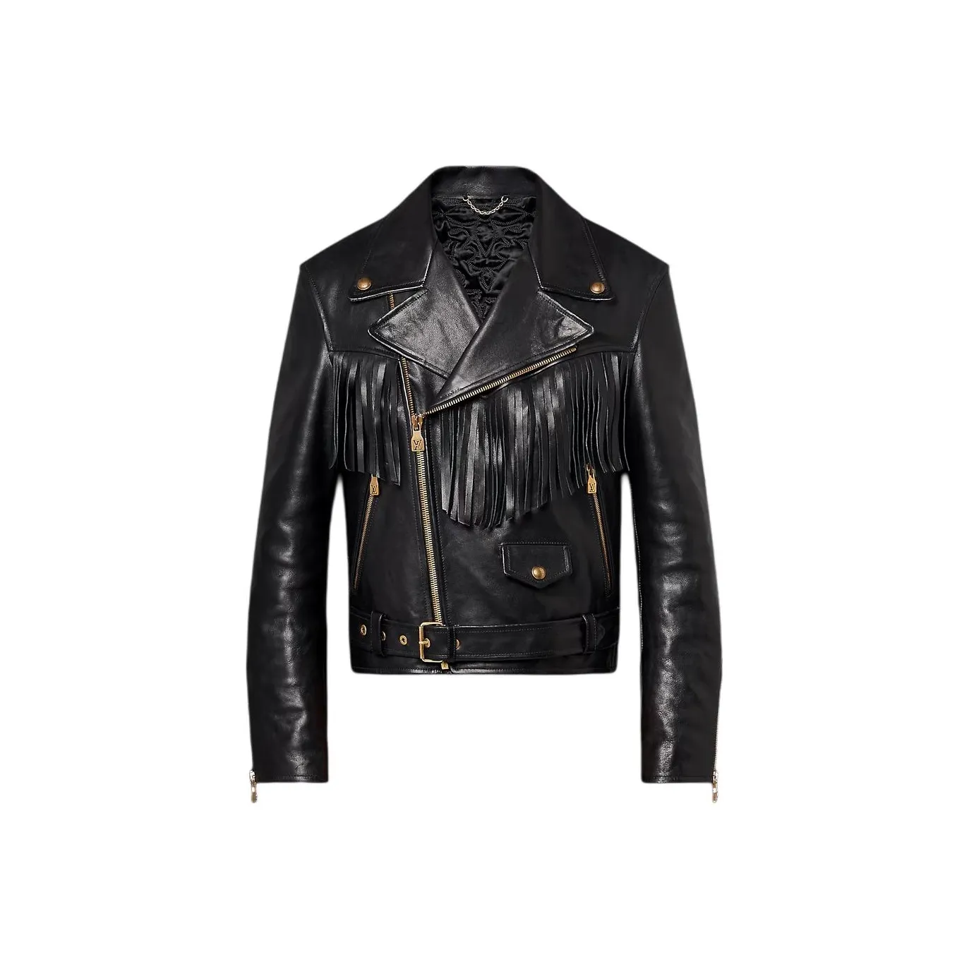 LOUIS VUITTON Fringed Leather Biker Jacket