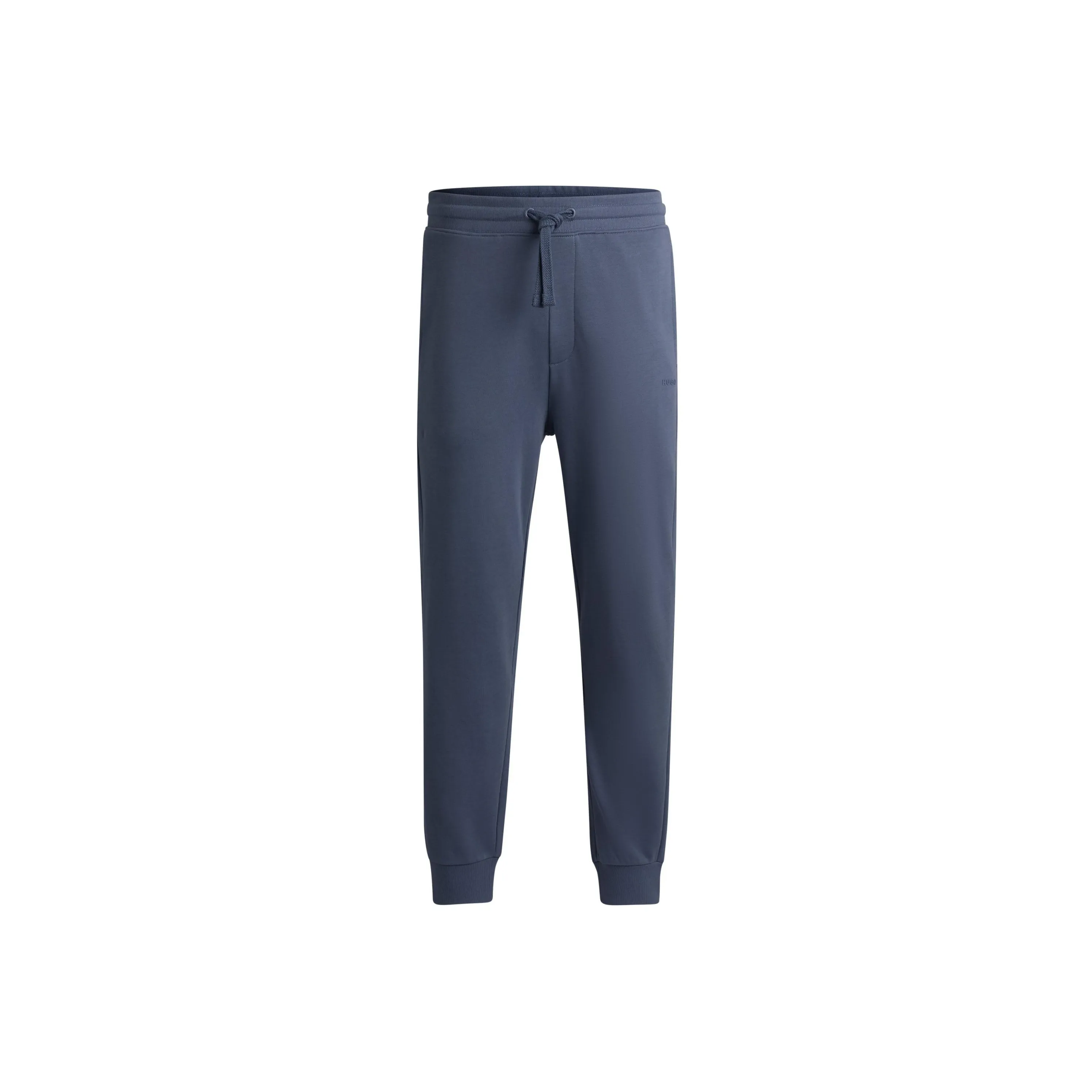 HUGO BOSS Cotton Terry Tracksuit Bottoms With Logo Print Casual Pants Men's Blue