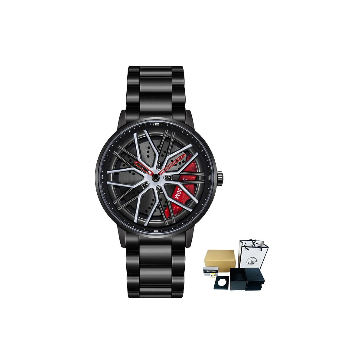 Sanda Wheel Collection Кварцевый механизм Стальной ремешок Часы Мужские Часы с открытым механизмом