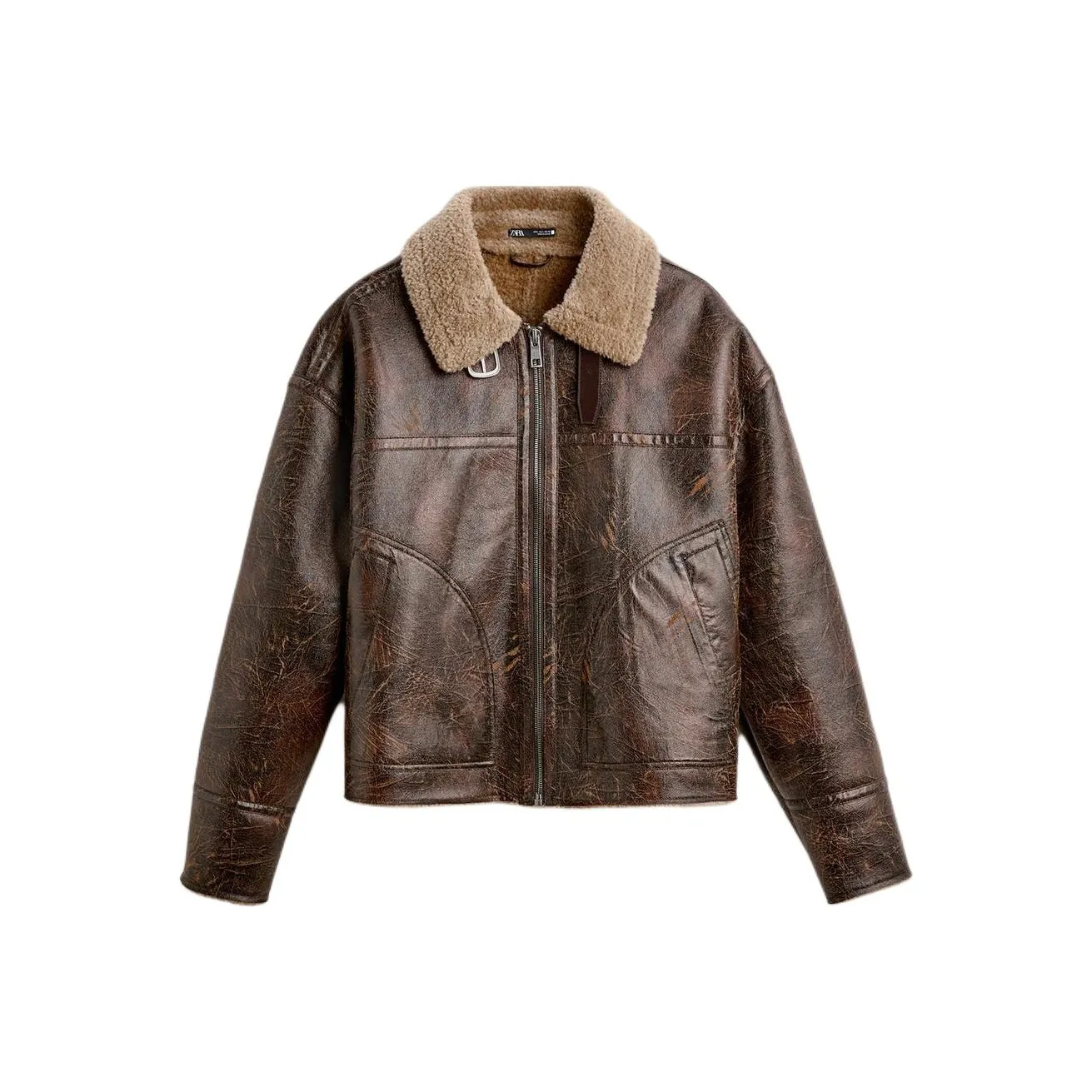 ZARA Leather Jacket Men's Brown