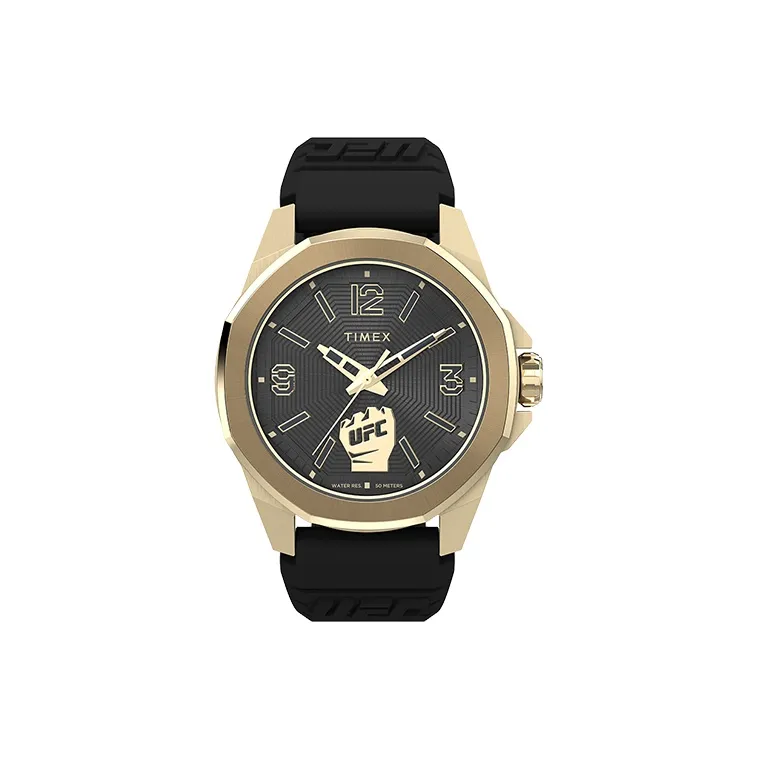 TIMEX Мужские часы Кварцевый механизм Силиконовый ремешок Черный циферблат