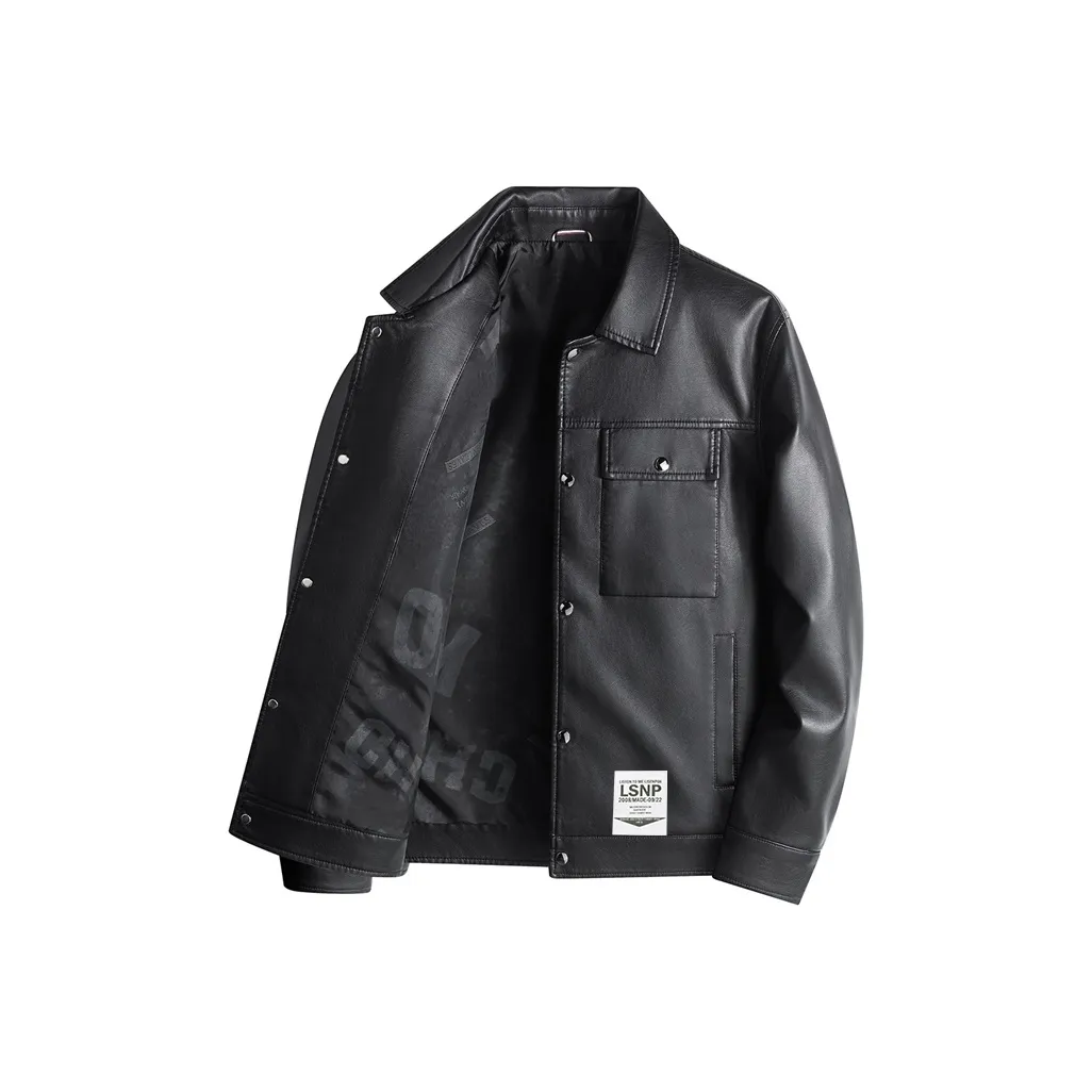 LISENPOK Кожа Куртка Унисекс Черный