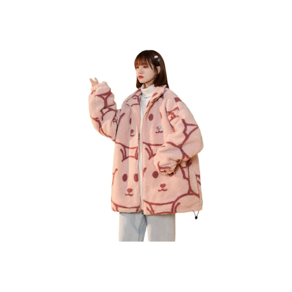 H YXIANG Куртки Пальто Унисекс Розовый