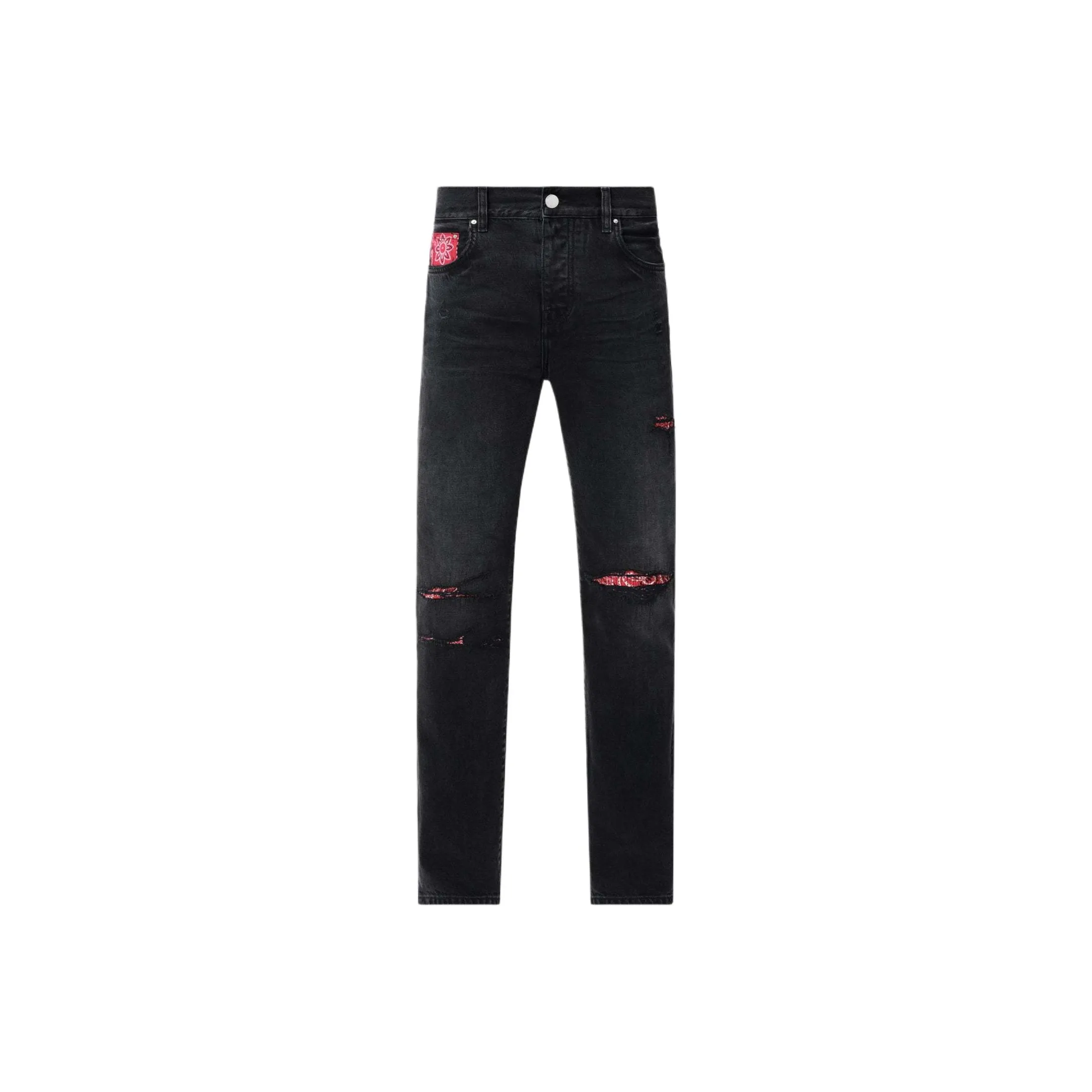 AMIRI Bandana Repair Logo Patch Distressed Jeans