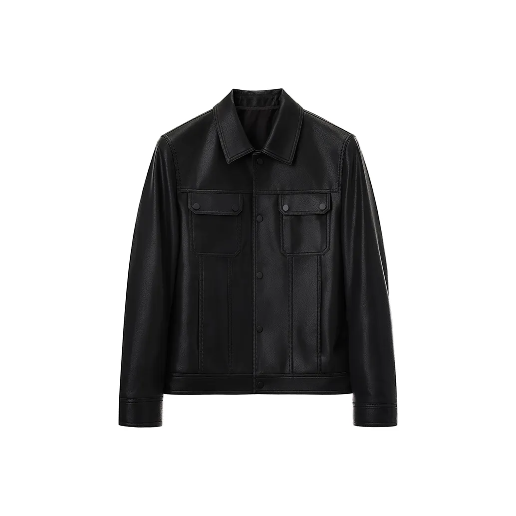 SINBOS Кожа Куртка Мужская Цвет сосновой сажи