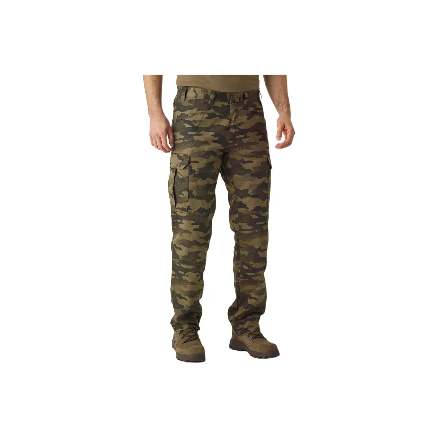 DECATHLON SOLOGNAC Cargo Pants Men Brown Camouflage