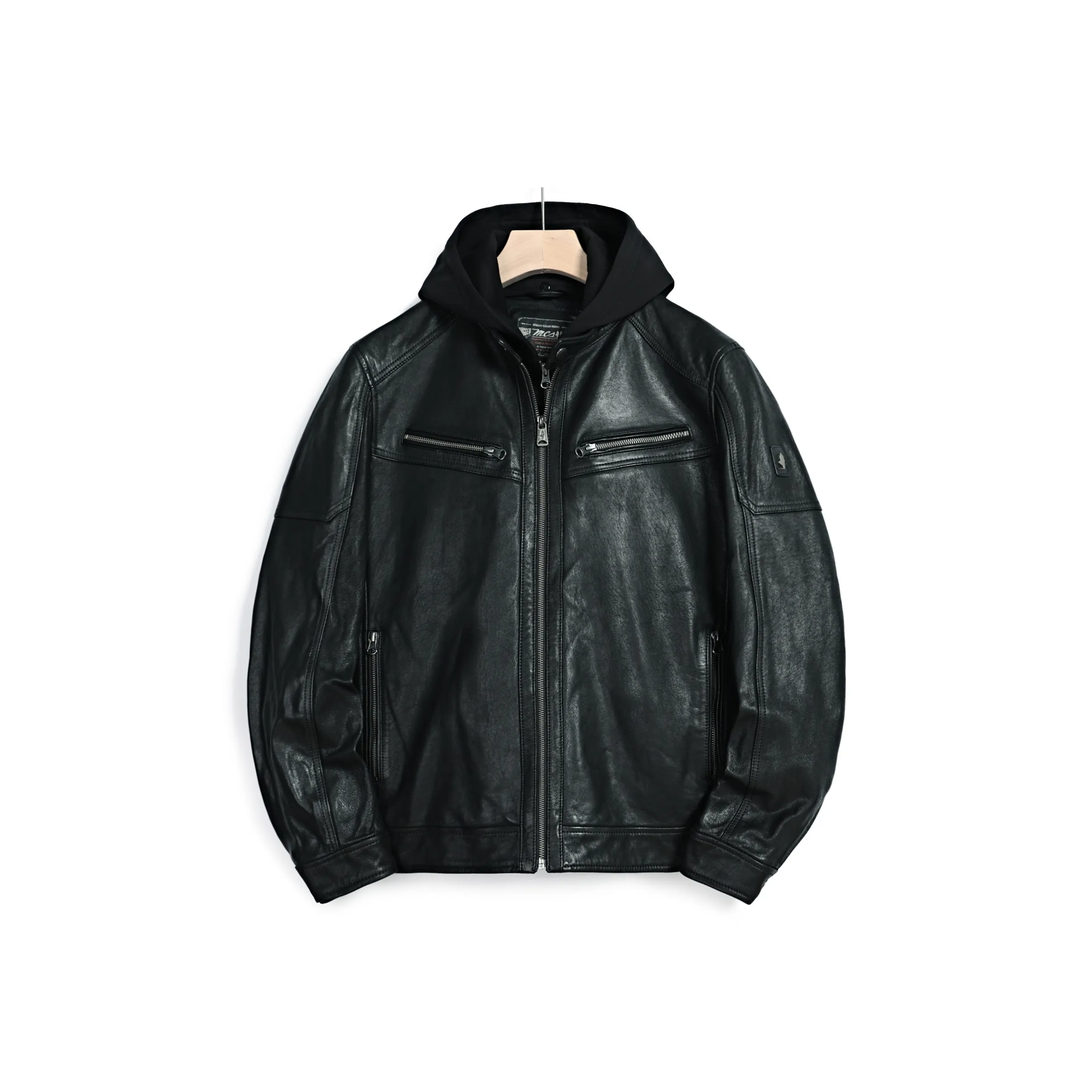 MCS Leather Jackets cheetah-print Men Black