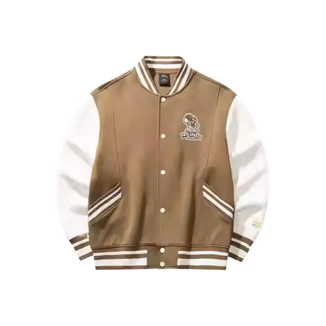 CHAOJIANTA x SNOOPY Baseball Jacket Unisex Deep Latte/Ivory White