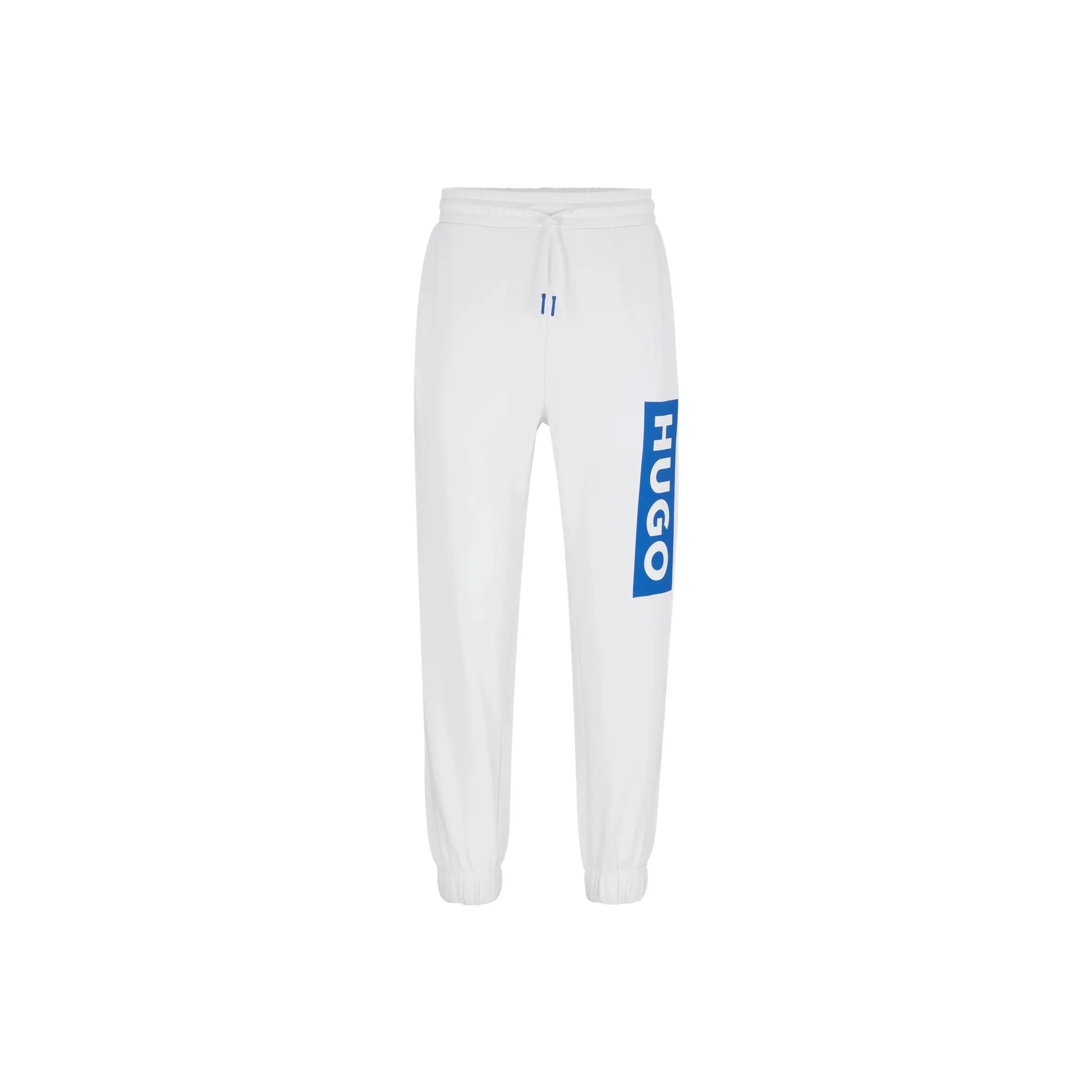 HUGO BOSS Cotton Terry Tracksuit Bottoms With Logo Print Casual Pants Unisex White