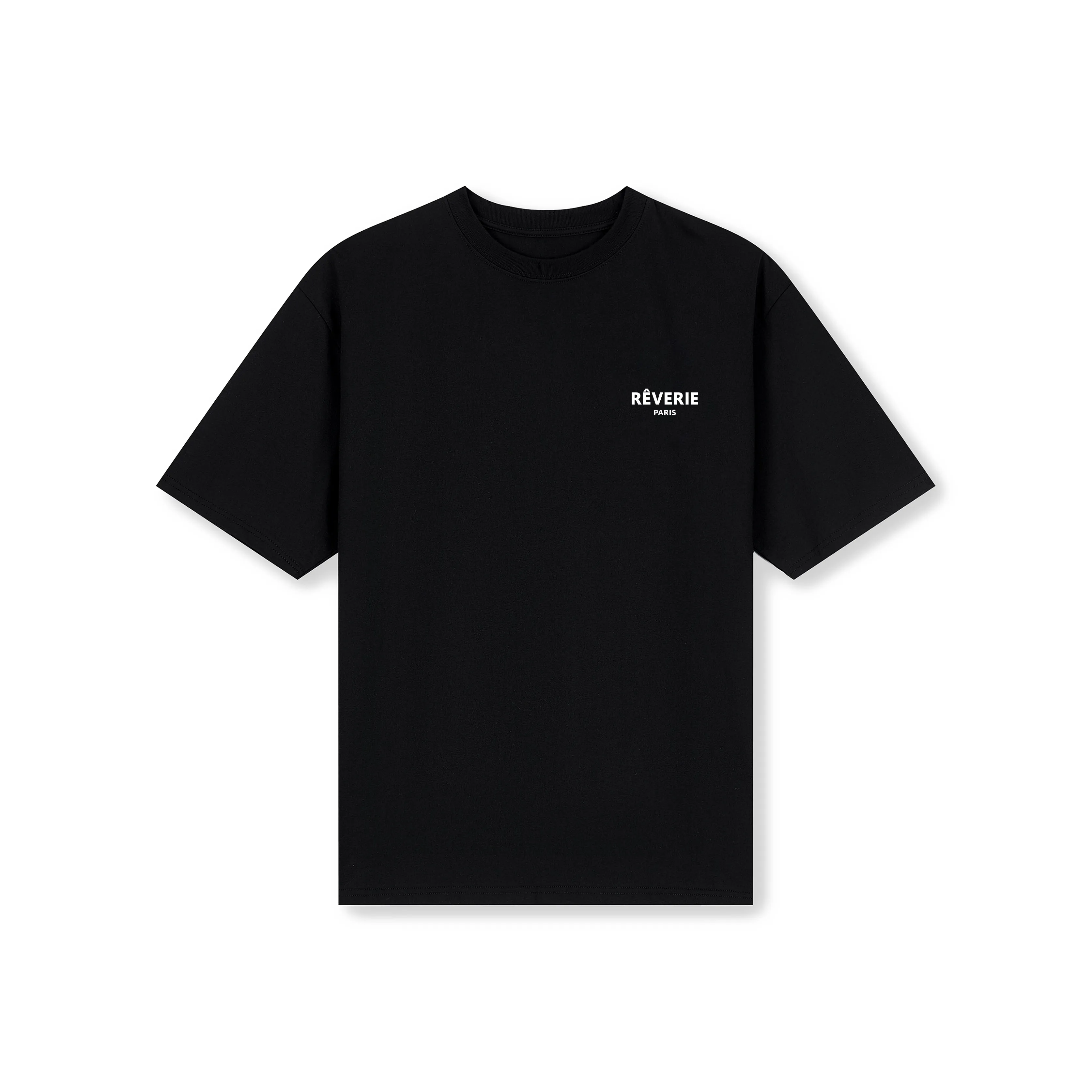 Striped Ribs U-neck Placket T-shirt