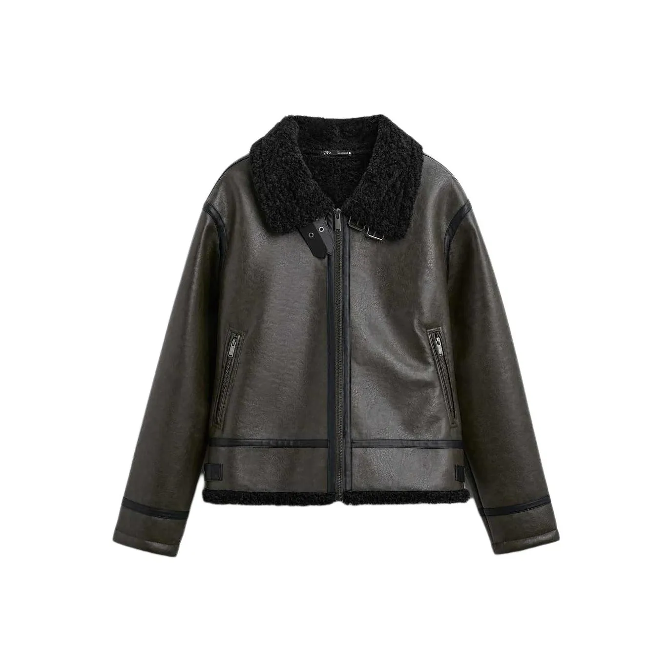 ZARA Leather Jacket Men's Green