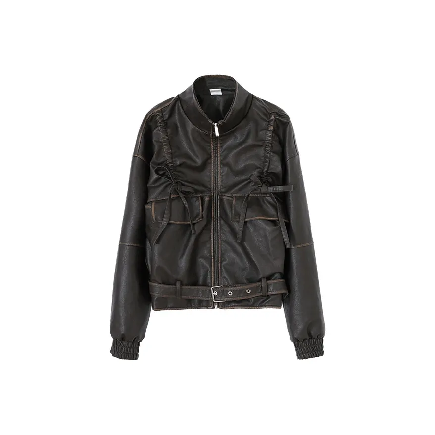 CONP Leather Jacket Unisex Coffee Brown