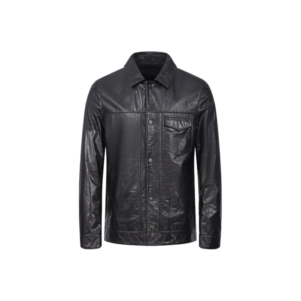 PIERRE CARDIN Кожа Куртка Мужская Черная