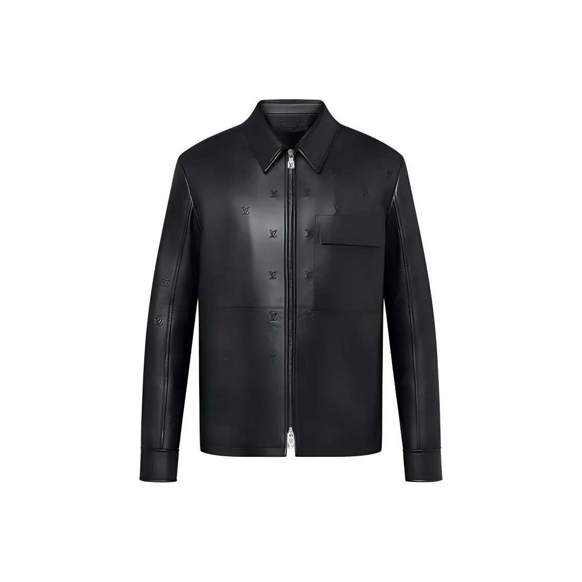 LOUIS VUITTON Lv Blason Embroidered Leather Overshirt